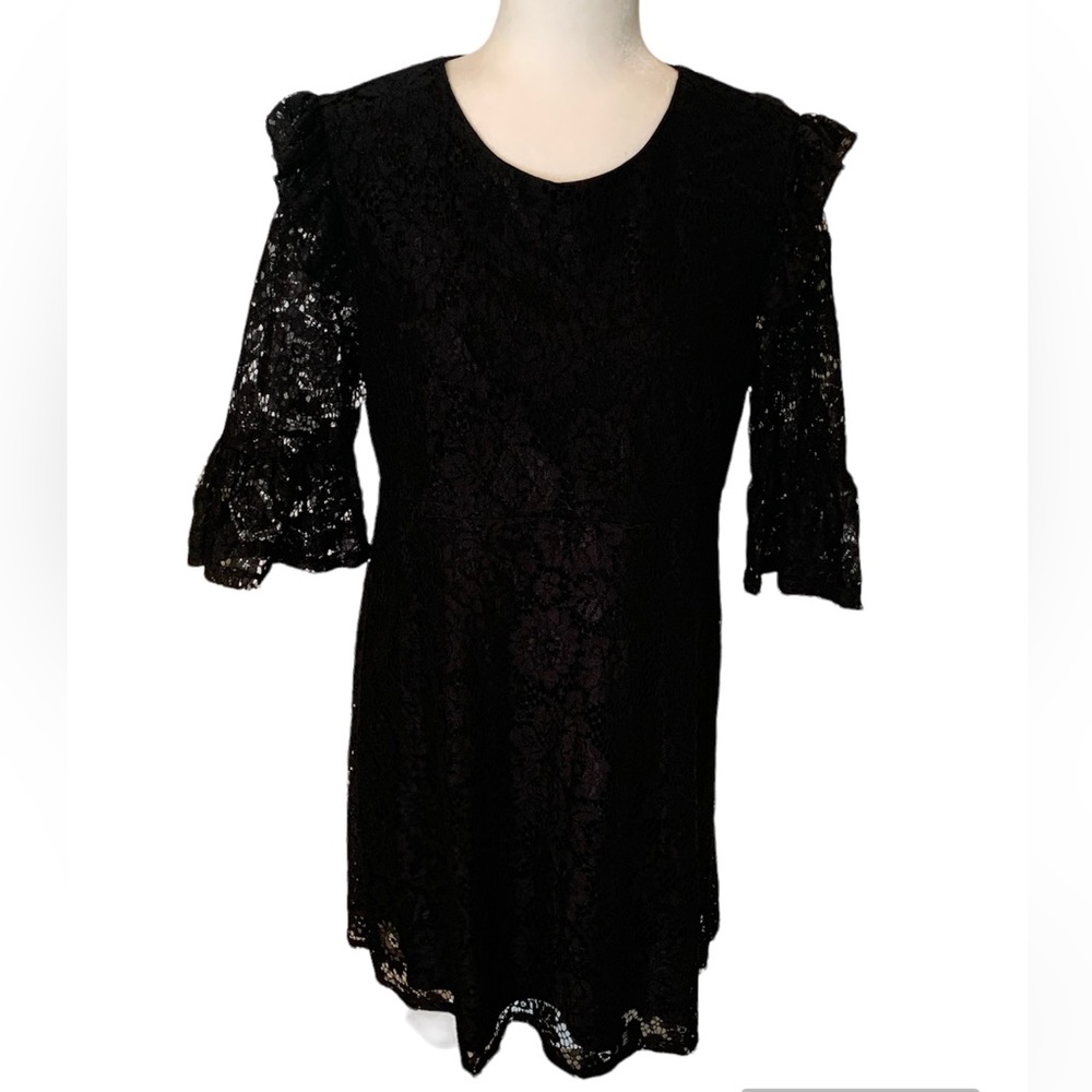 PRIMARK Black Lace 3/4 Sleeve Dress Size 12